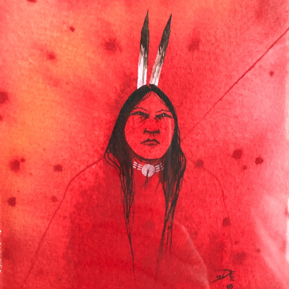 Original Signed Art Noted Cherokee Artist Framed